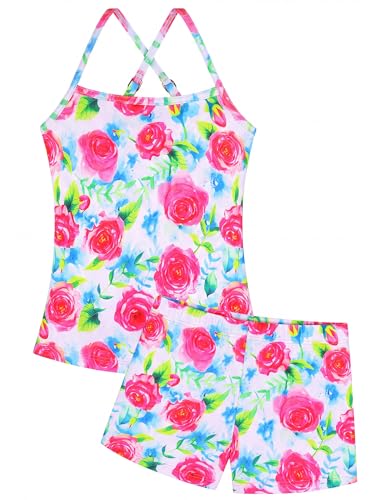 Girls' Sleeveless Swimsuit with Back Cutout & Removable Pad - 6-14 Years