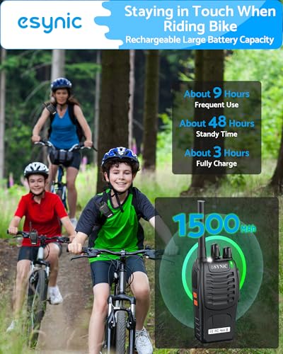eSynic 2 Pack Long Range Walkie Talkies Kit Waterproof Compact VOX Radio with Flashlight for Kids & Adults