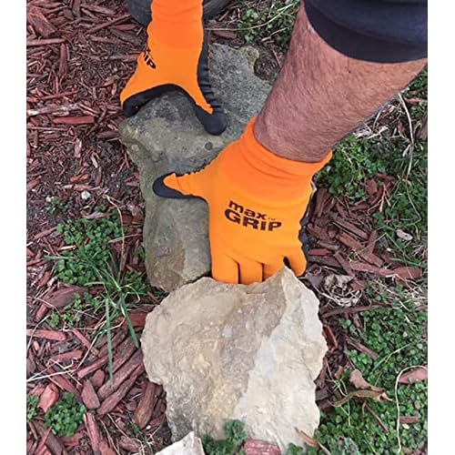 Midwest Gloves & Gear 94P06-LX-00 Grip 6 Pack Men's Max Performance Glove, Orange- Fits Large-XL