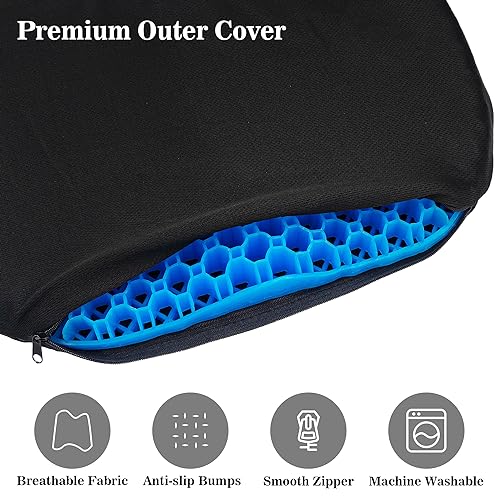 Omoojee Blue Kayak Seat Cushion Gel Anti-Slip Long Sitting Boat Canoe Pad