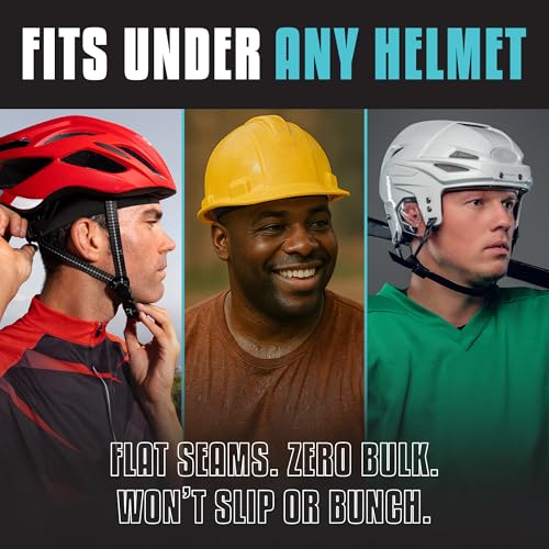 SweatHawg Skull Cap Shorty Black Flat Helmet Liner for Men & Women - Cooling, Absorbent No-Drip Hat