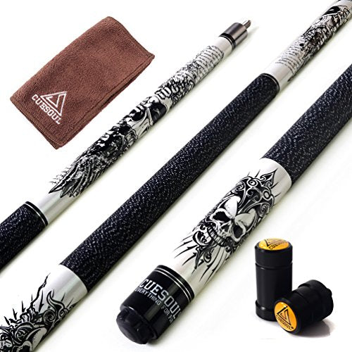 CUESOUL 58 Inch Maple Pool Cue Stick Kit - Rockin Series G407, 21oz, Hardwood & Carbon Fiber