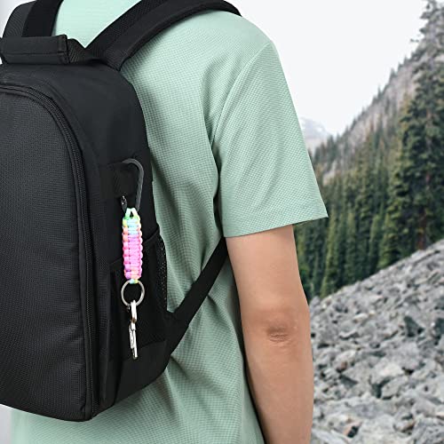 AWSMORE 2-Piece Paracord Keychain with Carabiner & Rainbow Lanyard Clip
