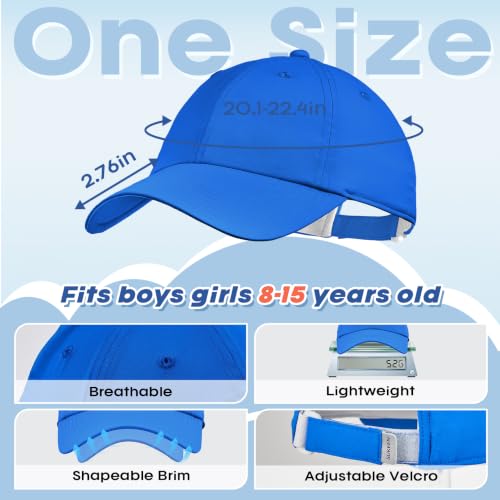 Sukeen Kids Baseball Cap Royal Blue Lightweight UPF 50+ Water-Resistant Youth Hat for Running Tennis Golf