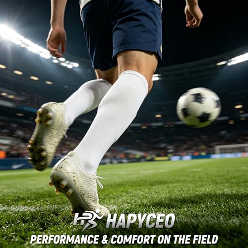 Knee High Soccer Socks for Baseball & Softball - 2 Pairs, White