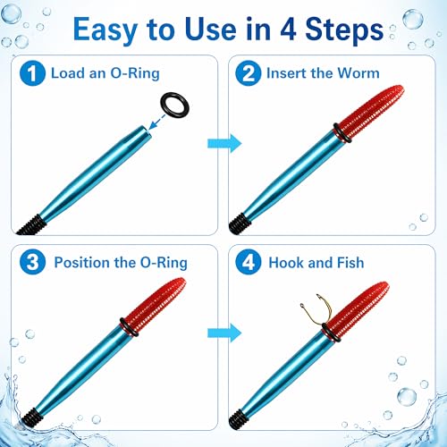 Wacky Rig Tools Set with 320 O-Rings - Blue Fishing Kit
