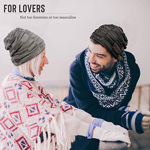Warm Slouchy Beanie Hat for Men - Black Knit Winter Cap