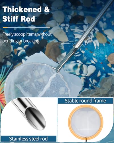 4-Inch Shrimp Net with Extendable Handle - Blue Round