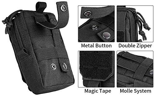 IronSeals Tactical Molle Phone Pouch Black for iPhone & Galaxy - Utility Waist Pack