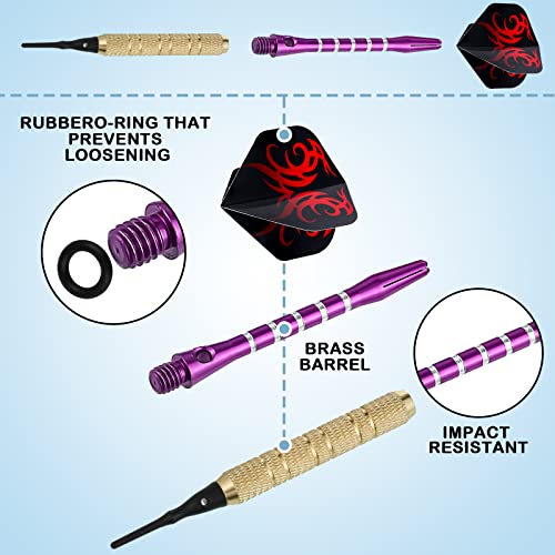 Leitee 30 Pcs Multicolor Steel Tip Dart Shafts 2BA Thread for Throwing Darts
