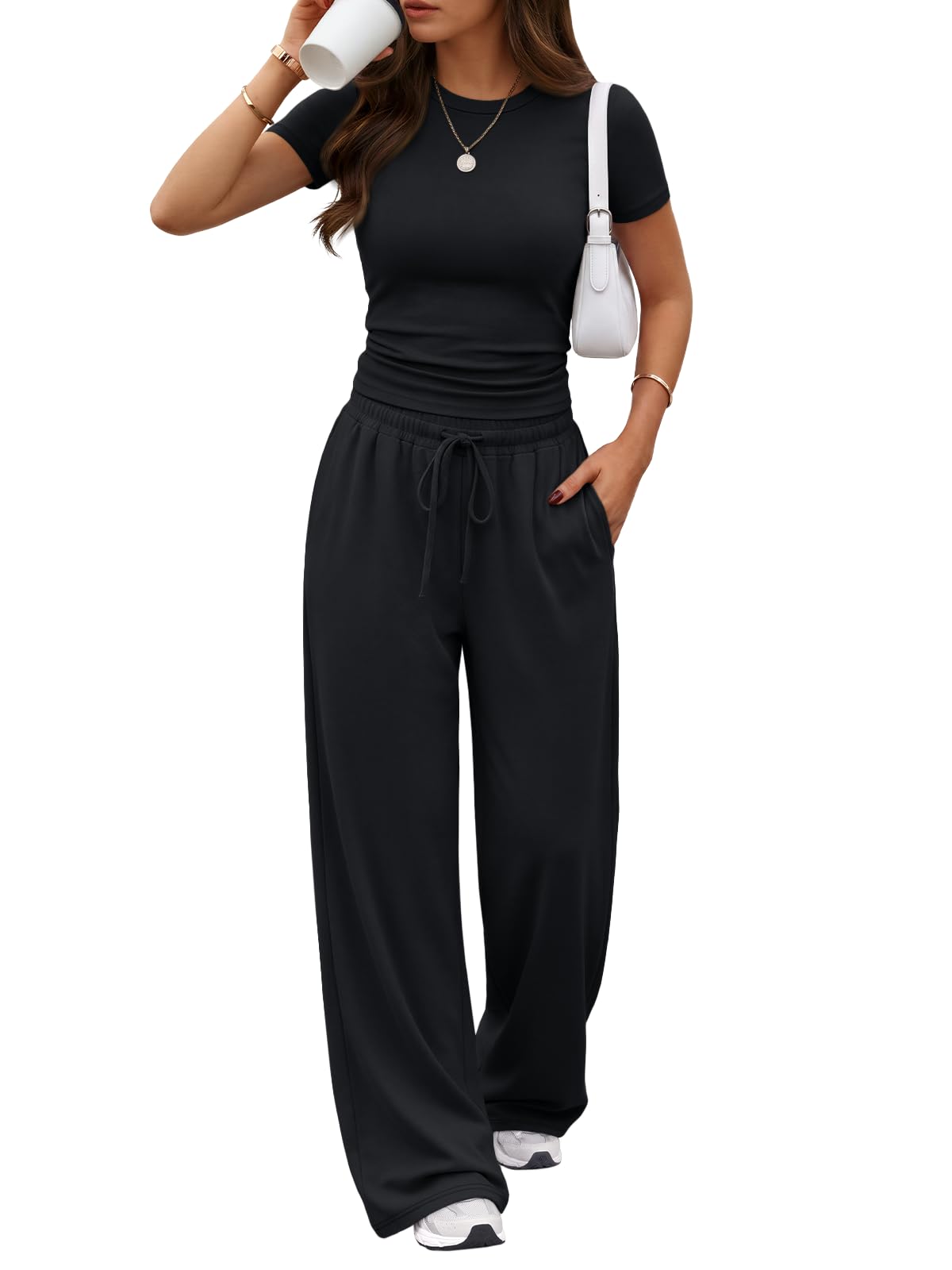 Trendy Queen Womens 2 Two Piece Set 2026 Summer Workout Vacation Gym Clothes Spring Fashion Lounge Matching Airport Travel Outfit Resort Wear Fitness Athleisure Clothing