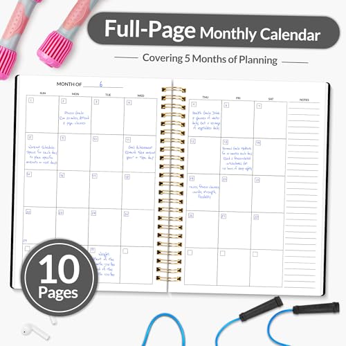 Fitness Journal Workout Planner for Progress Tracking - A5 Black