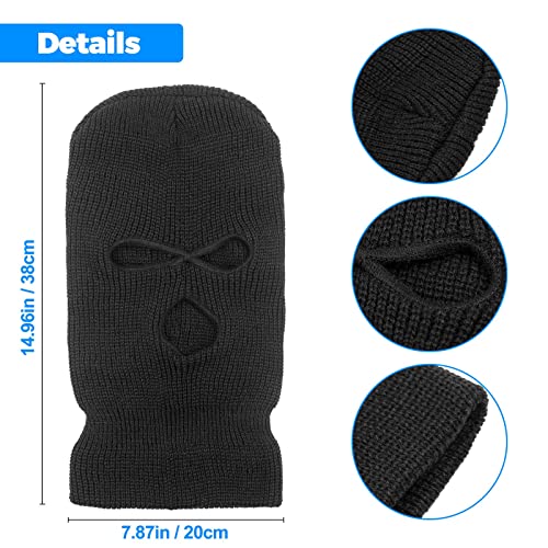 3-Hole Full Face Mask Cover Winter Balaclava Cap - Black