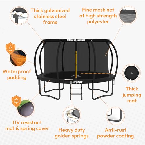 Outdoor Trampoline with Net for Kids - 14FT Black, ASTM Certified