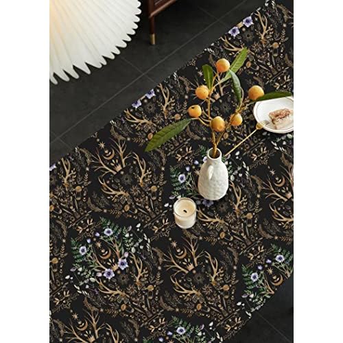 HAOKHOME Gothic Wallpaper Peel and Stick Retro Floral Damask Bronze/Black/Purple Witchy Wall Decor Bathroom Removable Mural 17.7in x 6.5ft