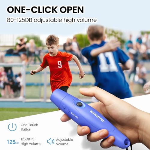 WANJOTEC Electronic Whistle 3 Pack with Lanyard - Black, Red, Blue, Adjustable Tones, 130dB Emergency Sports & Outdoor Safety Tool