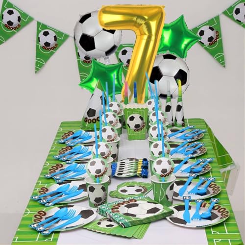 Soccer Balloons 7th Birthday Party Decorations - Gold 7