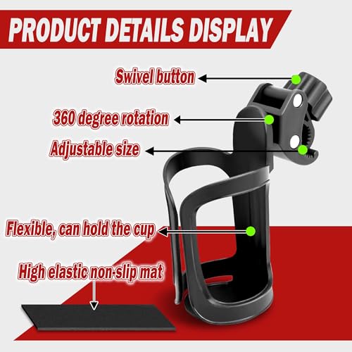 2-Pack Universal Cup Holders for Treestand, 360° Rotating Clip-On Bottle Holders
