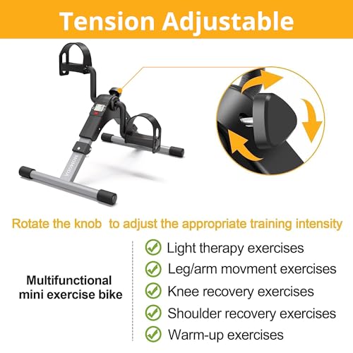 Foldable Pedal Exerciser for Desk - Arm and Leg Exercise Bike with LCD Monitor