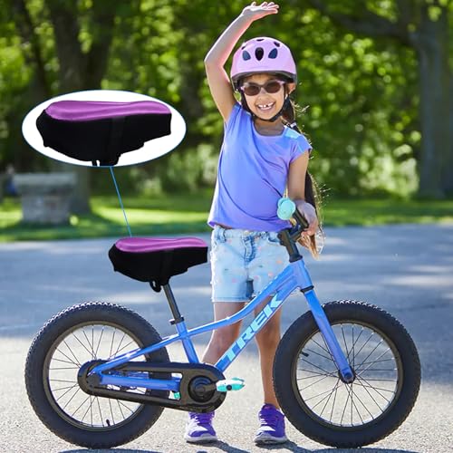 Purple Kids Bicycle Seat Cushion Cover Gel Padding 9x6" Breathable & Water-Resistant
