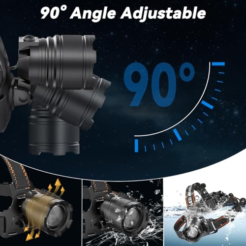 KYEKIO 3-Pack Rechargeable LED Headlamps for Adults, Super Bright, 4 Modes