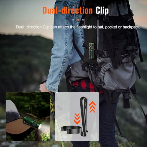 NICRON C1 EDC Flashlight Rechargeable, 1200 High Lumens Type C Charging Pocket Light with Tail Magnet - Small and Powerful Flashlight Dual-Way Clip Portable IPX8 Waterproof for Camping and Daily Use