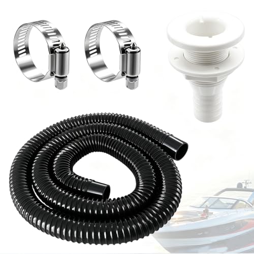 1-1/8 Inch Bilge Pump Hose Dia Plumbing Kit,Bilge Pump Installation Kit-12V 1100GPH Bilge Pumps,6 FT Premium Quality Kink-Free Flexible PVC Hose,1-1/8 Inch ABS Thru-Hull Fitting,2 Hose Clamps