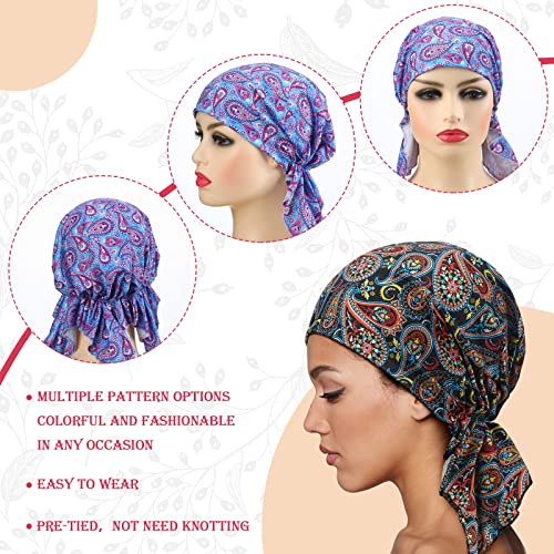 Geyoga 6 Pcs Chemo Headwear for Women - Vivid Color Stylish Turbans