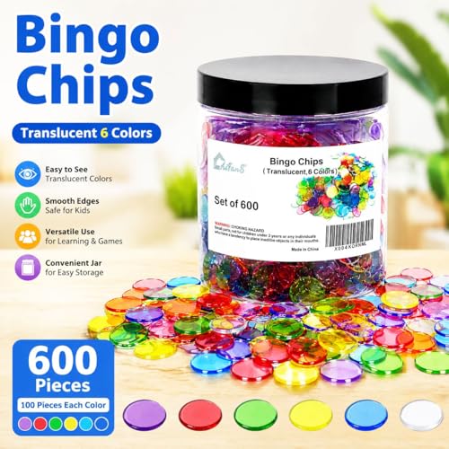600 Counting Chips - 3/4 Inch in 6 Vibrant Colors for Learning