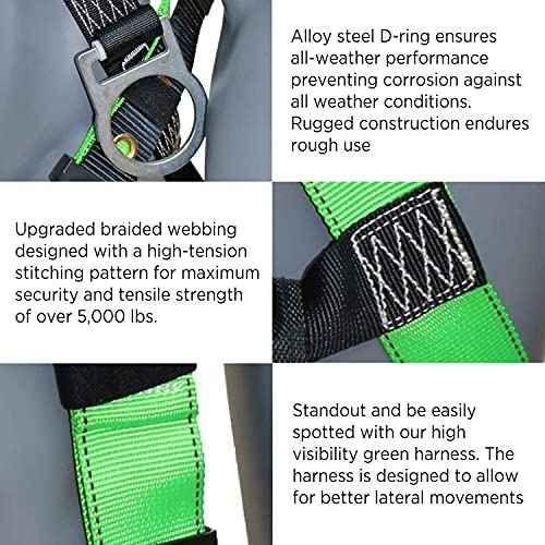 AFP Universal Full-Body Fall Protection Safety Harness w/ 3 D-Rings and Tongue Buckle Legs