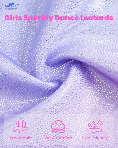 Ballet Leotard for Girls Long Sleeve Lace Dance Dress - Purple Mesh, 5-6 Years