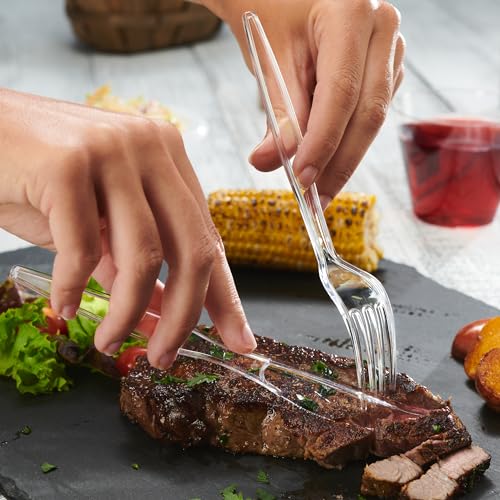 GUSTO 360 Count Combo Heavyweight Clear Plastic Cutlery Set: 180 forks, 120 spoons, 60 knives