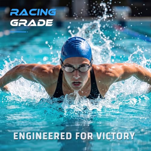 Jisucute Black High-Performance Racing Swim Goggles for Adults