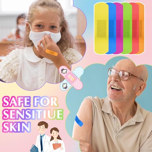 120 Pcs Waterproof Kids Bandages - 6 Color Strips