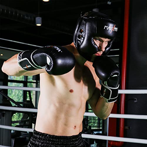 MaxxMMA Black L/XL Boxing MMA Headgear for Training & Sparring