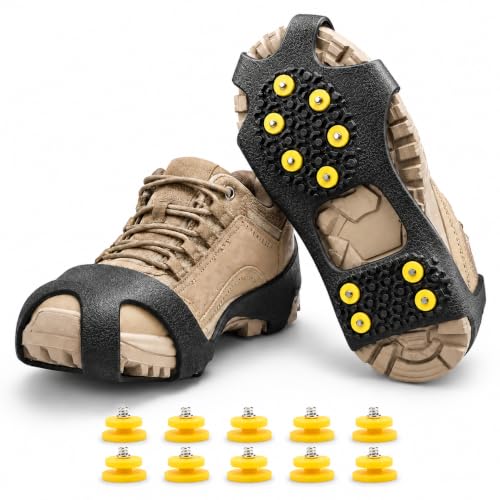 Ice Cleats for Shoes and Boots – Large Black Traction Grippers