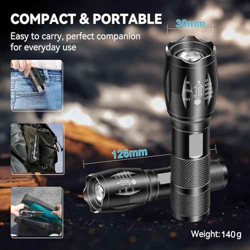 5 Pack Red Flashlight Rechargeable, Green Light Flashlight, Blue Light Flashlight£¬Long Range Powerful, 4 in 1 Multi-Color, White, Red, Blue and Green Lights, 4 Color Modes for Camping,Outdoor