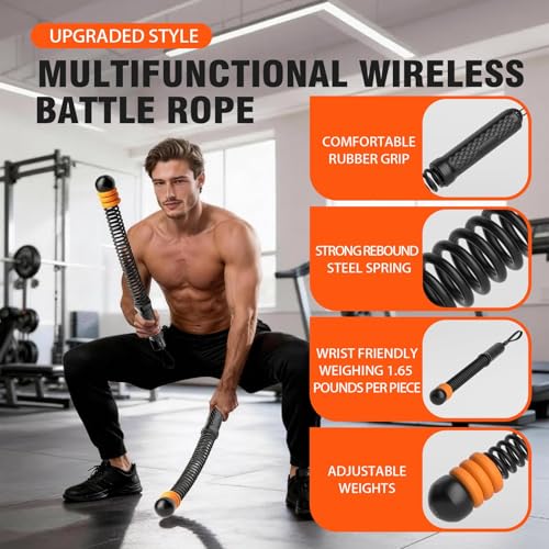 Ropeless Battle Ropes with Adjustable Weights - Black