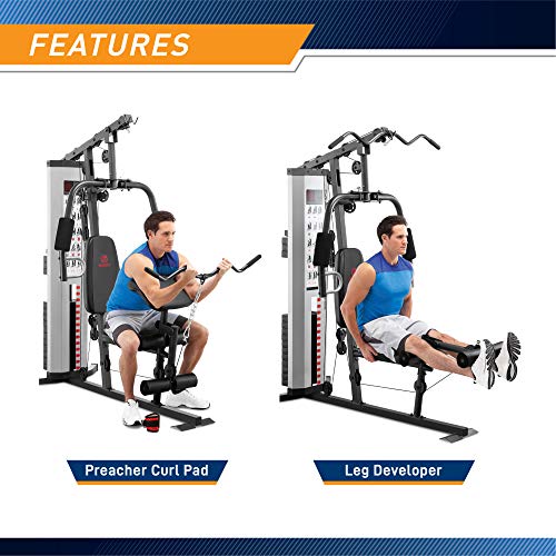 Multifunctional Home Gym with 150 lbs Weight Stack - Grey