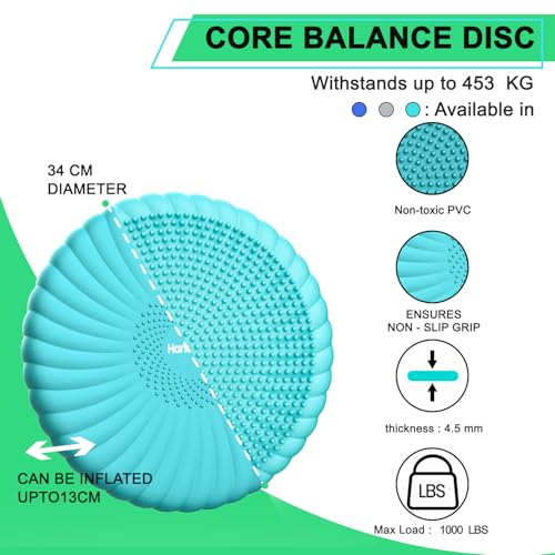 Wobble Cushion Balance Disc - Extra Thick Non-Slip, Turquoise
