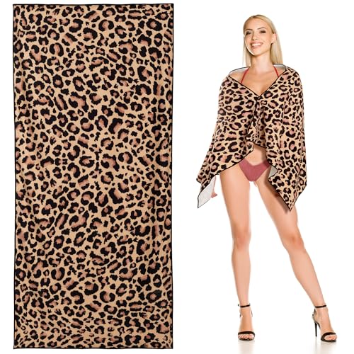 Lokigo Leopard Microfiber Beach Towel 60x30 Inch Sand-Free & Absorbent - Variation Leopard2