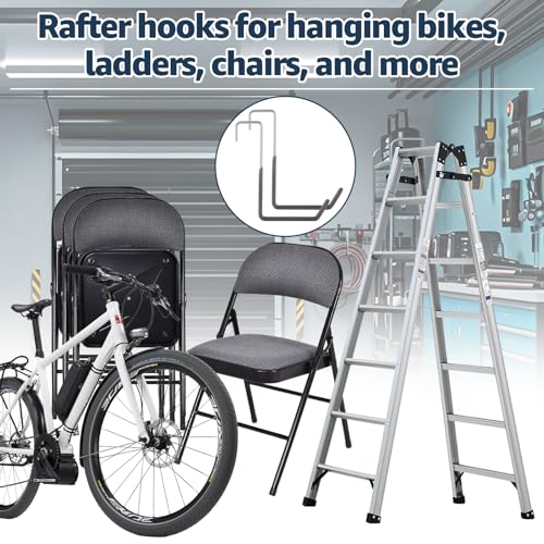 16 Pack Rafter Hanger Hook Heavy Duty Vinyl Coated Large S Hooks for Hanging Ladder Bike Hanger, Garage Storage Organizer (Grey)