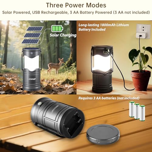 4-Pack Solar Camping Lanterns USB Rechargeable LED Emergency Lanterns with 3 Modes