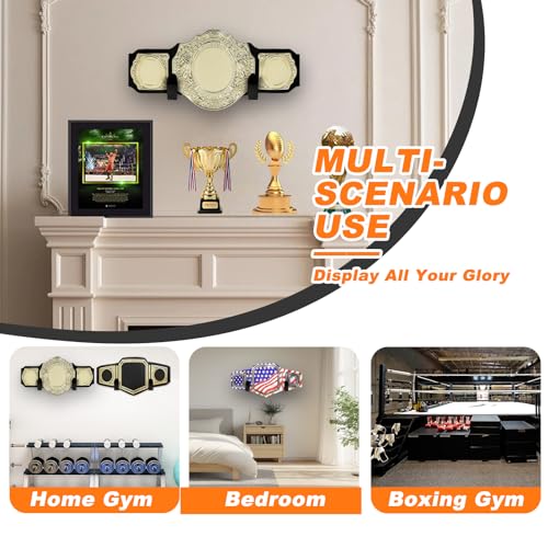 Corztg Championship Wrestling Belt Wall Mount Display Case – Black, 4 Pcs