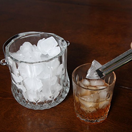 Glass Ice Bucket with Handle & Tongs - 1000ml Portable Party Cooler