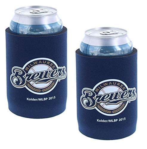 MLB Team Logo Baseball Can Cooler Holder - Milwaukee Brewers - 2-Pack