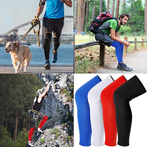Skylety 4 Pack UV Protection Leg Sleeves for Men Women - Black Blue White Red, Large