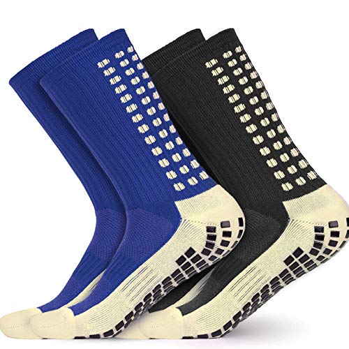 Non-Slip Grip Socks for Men & Women - 2 Pairs, Sizes 6-11.5