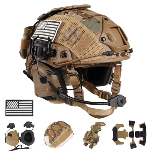 Tactical Helmet with Headset and Cover - Adjustable 4-in-1 Gear