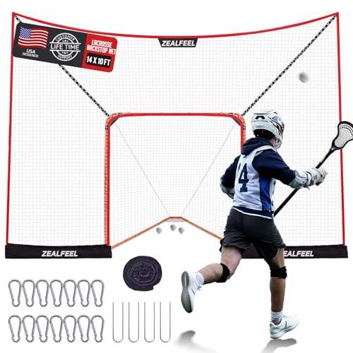 Extra-Large Lacrosse Backstop Net 14x10 FT - Tear-Resistant with Foam Poles
